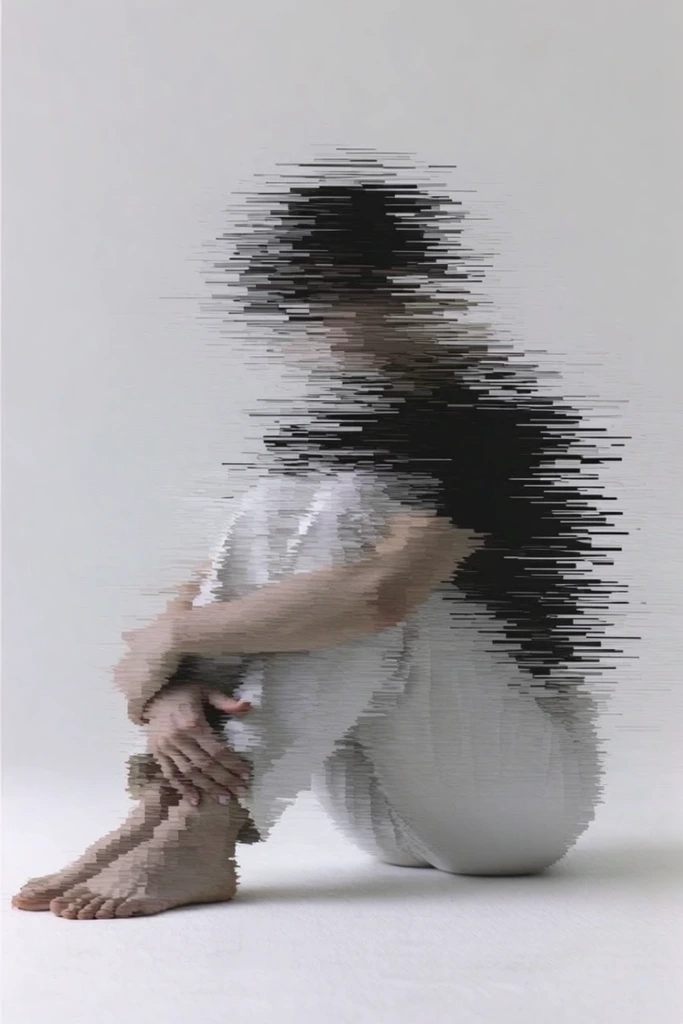 Monochromatic Digital Disintegration style AI image example 1
