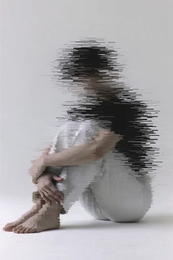 Monochromatic Digital Disintegration moodboard — generate AI images in this style
