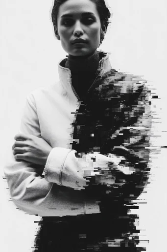 Monochrome Glitch Brutalism moodboard — generate AI images in this style