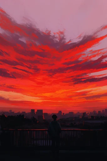 Fiery Twilight Expressionism style reference image — expressive digital painting