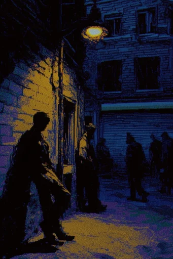 Nocturnal Cyber-Gothic Expressionism style reference image — chiaroscuro lighting