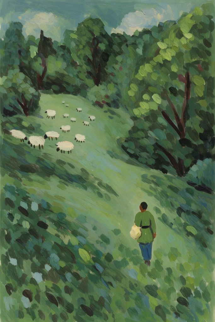 Textured Verdant Impressionism style AI image example 2