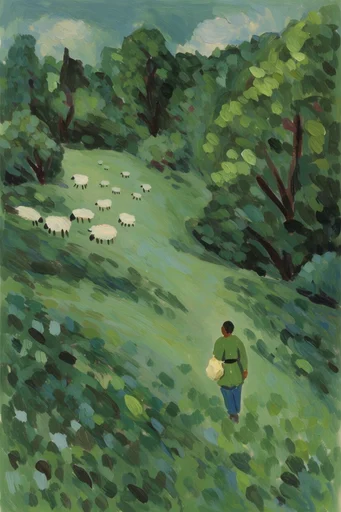Textured Verdant Impressionism style AI image example 2