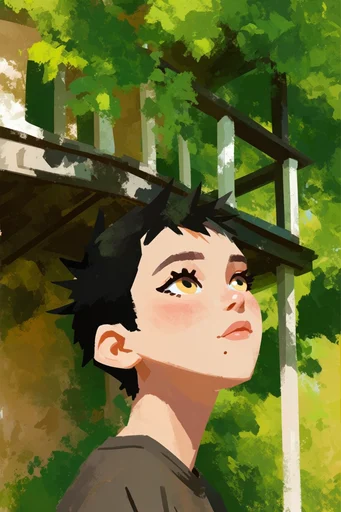 Sun-Drenched Gouache Vignettes style reference image — graphic stylized shadows