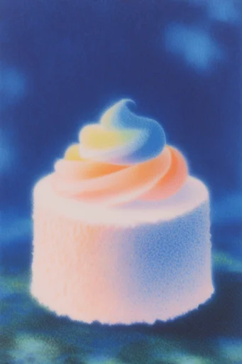 Ethereal Luminous Distortion style reference image — moody indigo and peach