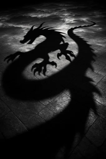 Monochrome Glitch Noir style reference image — dramatic chiaroscuro