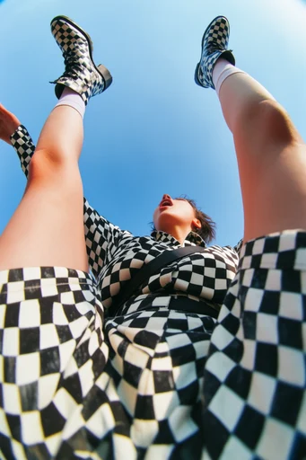 Dynamic Low-Angle Pop moodboard — generate AI images in this style