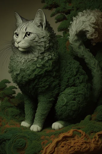 Surreal Verdant Biomorphism style reference image — intricate fibrous textures