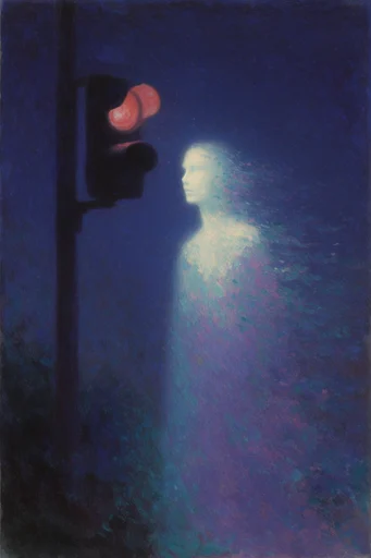 Luminous Nocturnal Impressionism style reference image — iridescent highlights