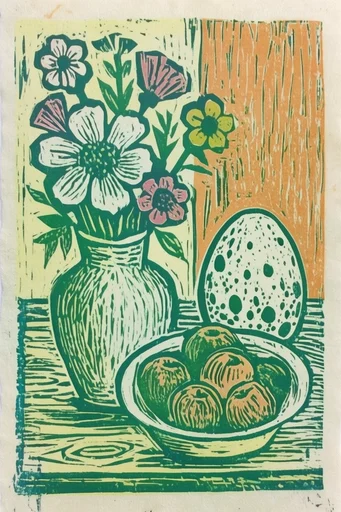Acid Relief Printmaking style reference image — acid green and black