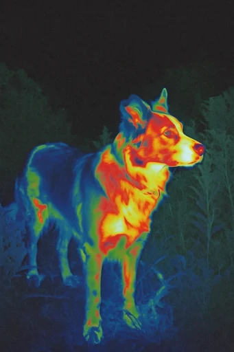 Luminous Thermal Noir style reference image — digital sensor artifacts