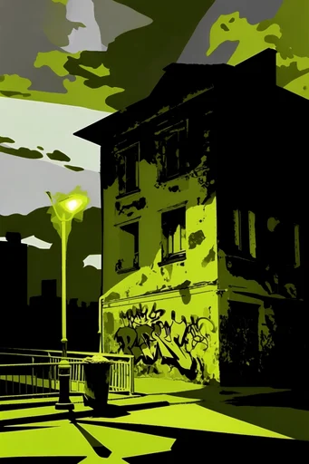 Graphic Acid Printmaking style reference image — high-contrast linocut