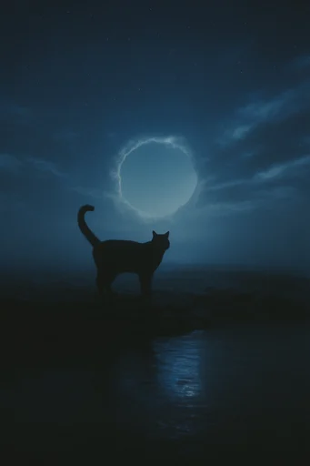 Cinematic Nocturnal Cyan style reference image — mysterious liminal space