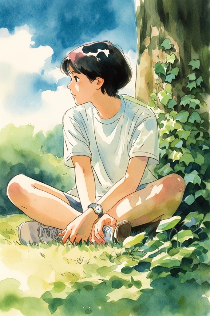 Luminous Nostalgic Anime style AI image example 1