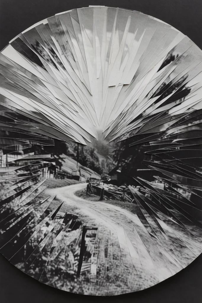 Monochrome Fragmentation Aesthetic style AI image example 2