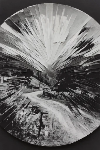 Monochrome Fragmentation Aesthetic style AI image example 2