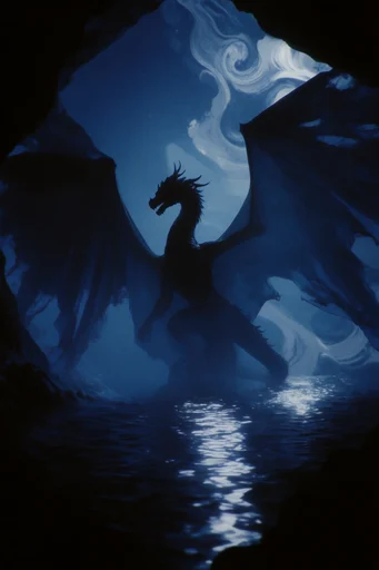 Luminous Nocturnal Melancholy style reference image — deep indigo and teal palette