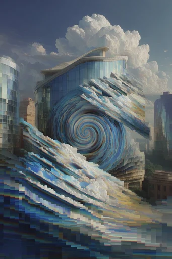 Recursive Glitch Surrealism style reference image — infinite feedback loop