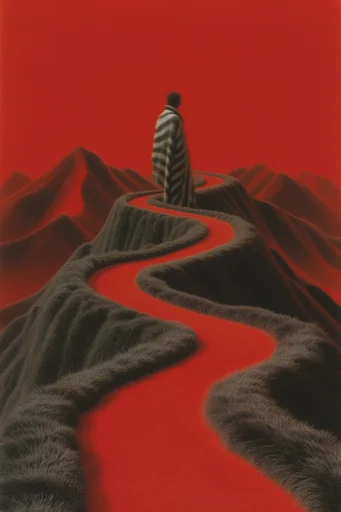 Crimson Velvet Surrealism style reference image — surreal minimalism