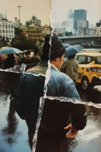 Fragmented Analog Collage style reference image — analog collage