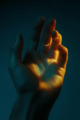Cinematic Chiaroscuro Noir style reference image — teal and gold palette