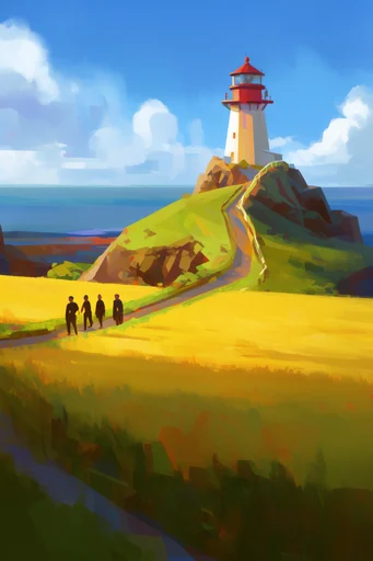 Geometric Adventure Landscapes style reference image — hard-edged shadows