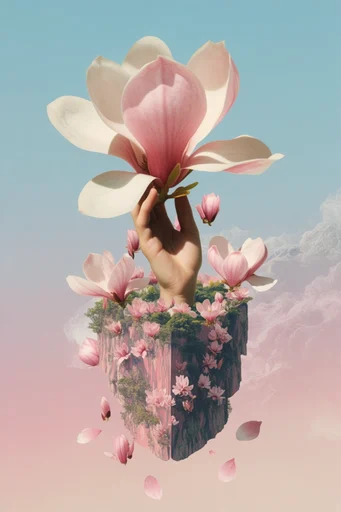 Ethereal Surrealist Dioramas style reference image — ethereal botanical elements