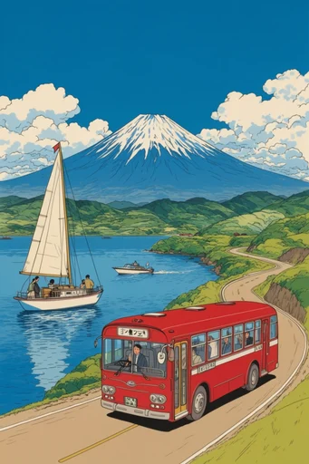 Graphic Ligne Claire style AI image example 2