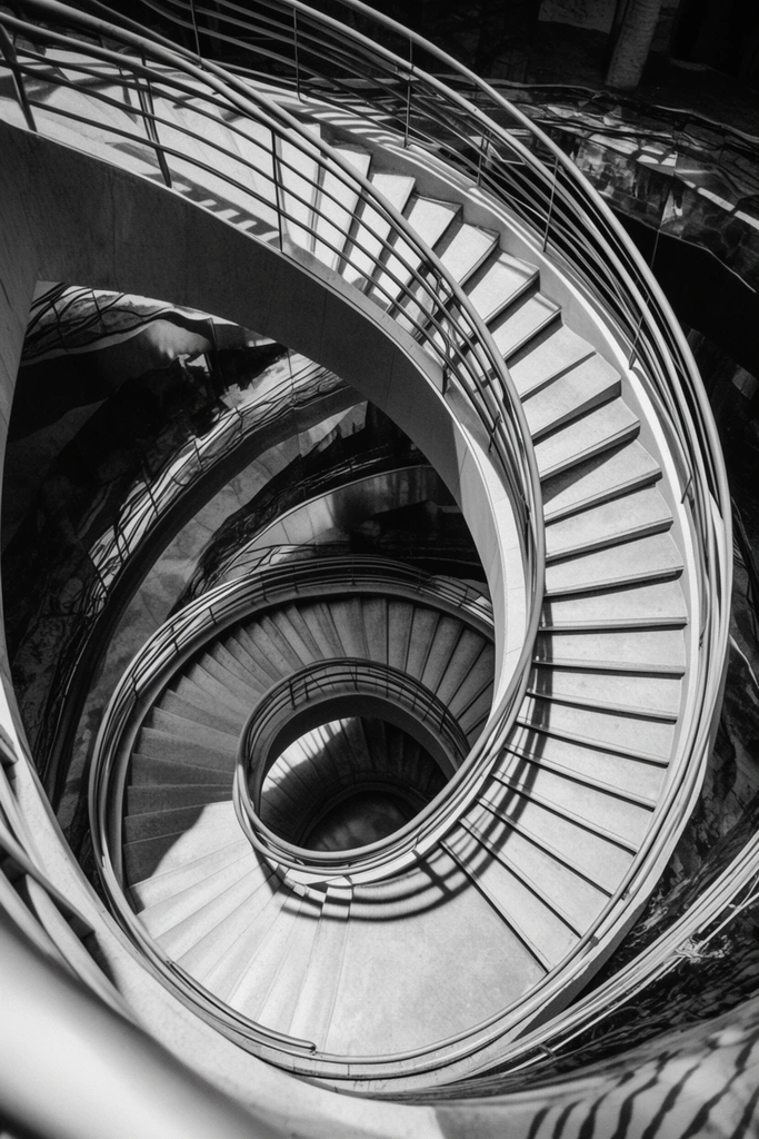Monochromatic Brutalist Geometry style AI image example 2