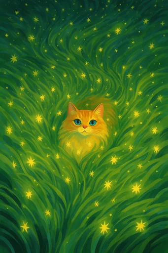 Luminous Nocturnal Whimsy style reference image — vibrant indigo and emerald palette