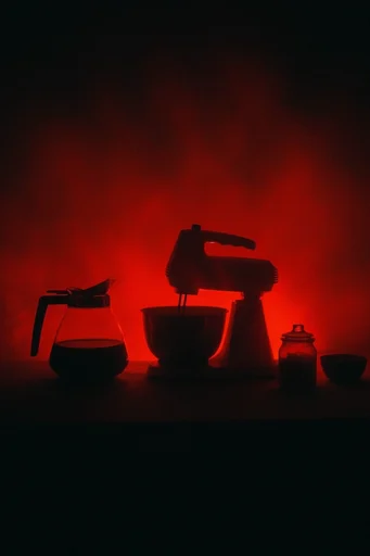 Crimson Thermal Noir style reference image — saturated crimson and blue lighting