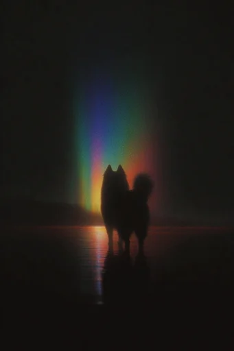 Prismatic Cosmic Surrealism style reference image — mystical silhouette