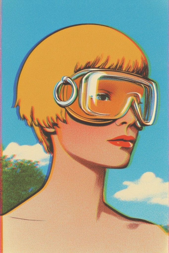 Vibrant Retro Printwork style AI image example 1