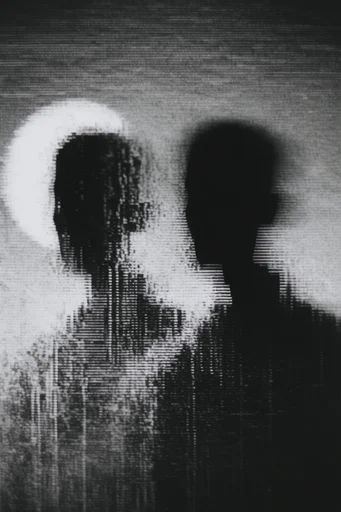 Corrupted Analog Noir style reference image — high-contrast static noise