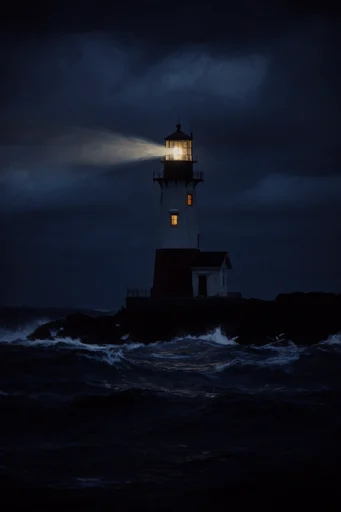 Melancholic Coastal Nocturne style reference image — stormy ocean