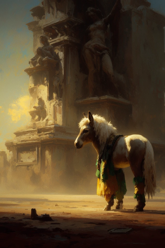 Monumental Industrial Golden Haze style AI image example 3