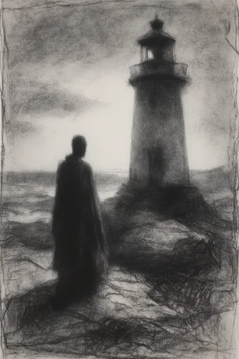 Monochromatic Symbolist Noir style reference image — distressed paper grain