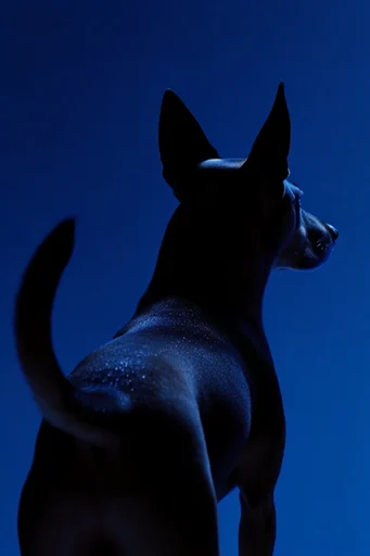 Cobalt Noir Minimalist style reference image — symmetrical studio composition