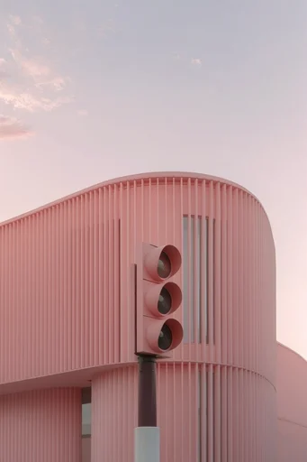 Surreal Infrared Americana style reference image — monochromatic pink lighting