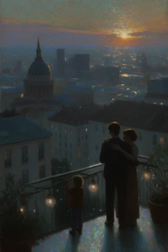 Luminous Nocturnal Impressionism style reference image — iridescent highlights