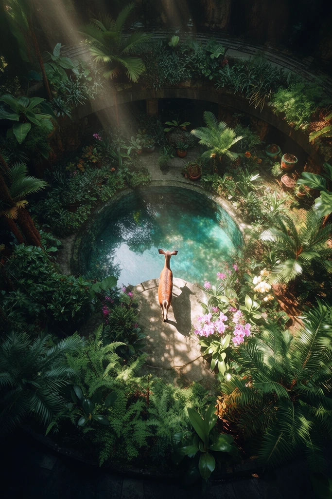 Lush Aerial Oasis style AI image example 3