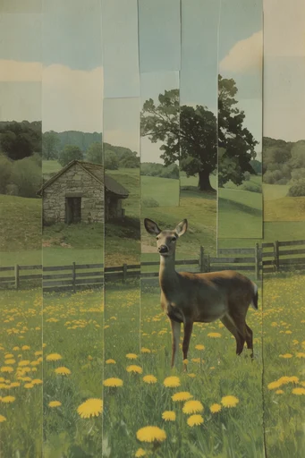 Deconstructed Analog Surrealism style reference image — fragmented composition