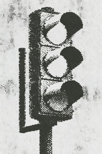 Gritty Dithered Noir style reference image — graphic silhouette