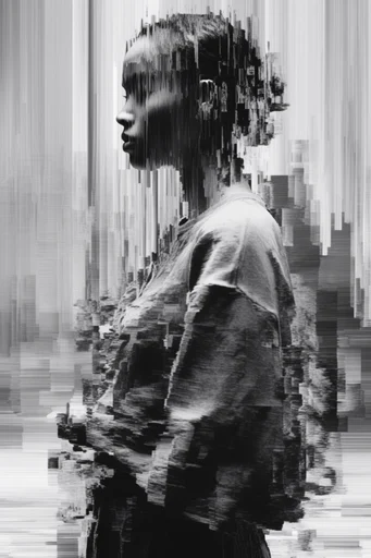 Monochromatic Digital Erosion moodboard — generate AI images in this style