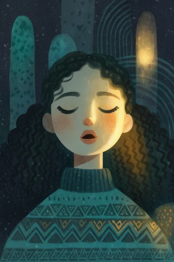 Whimsical Nocturnal Folklore style reference image — midnight blue and teal