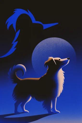 Nocturnal Retro-Futurist Noir style reference image — minimalist graphic composition