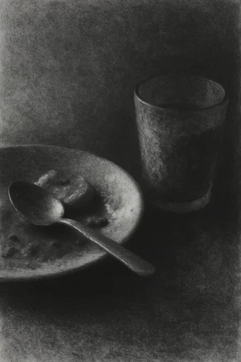 Atmospheric Charcoal Minimalism style reference image — matte texture