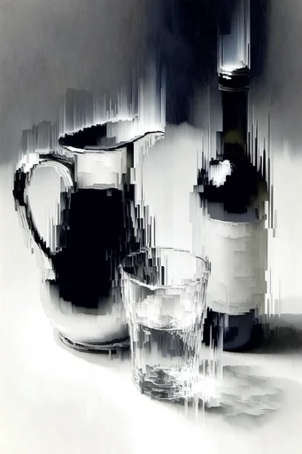 Monochrome Glitch Fragmentation style reference image — glitch art