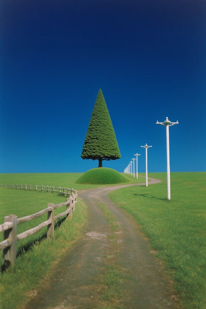 Hyper-Saturated Surreal Pastoralism style AI image example 2