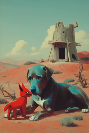 Surreal Retro Desert Sci-Fi style reference image — weathered industrial texture